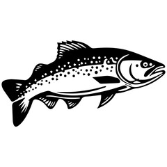 silhouette fish on a white background, vector illustration
