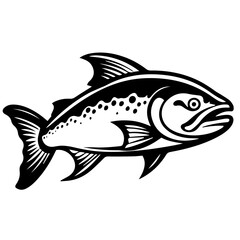 silhouette fish on a white background, vector illustration