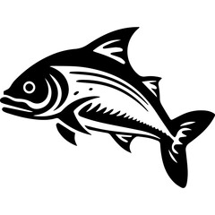 silhouette fish on a white background, vector illustration