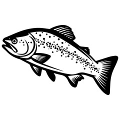 silhouette fish on a white background, vector illustration