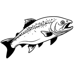 silhouette fish on a white background, vector illustration
