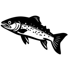 silhouette fish on a white background, vector illustration