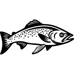 silhouette fish on a white background, vector illustration