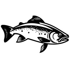 silhouette fish on a white background, vector illustration