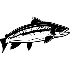 silhouette fish on a white background, vector illustration