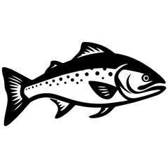 silhouette fish on a white background, vector illustration
