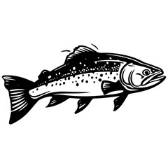 silhouette fish on a white background, vector illustration