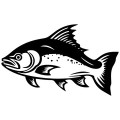 silhouette fish on a white background, vector illustration