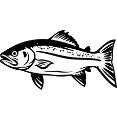 silhouette fish on a white background, vector illustration