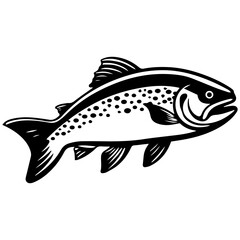 silhouette fish on a white background, vector illustration