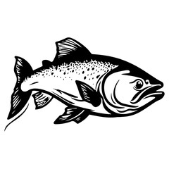 silhouette fish on a white background, vector illustration