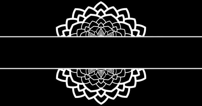 Mandala ornamental animation in white color on the black background alpha channel. Floral vintage decorative elements' oriental ornament pattern with seamless looping for use Content Title. 