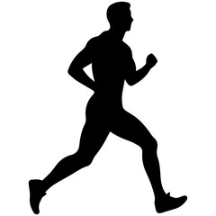 Silhouette of a running man or jogger or sprinter