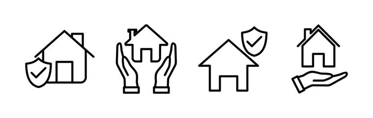 Home insurance icon vector. home shield protect logo