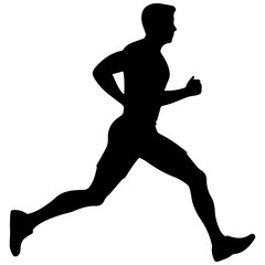 Silhouette of a running man or jogger or sprinter