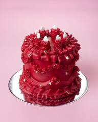 Postres pasteles pan dulce repostería color rojo y rosa y red velvet en forma de corazón para el 14 de febrero o san valentin