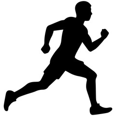 Silhouette of a running man or jogger or sprinter