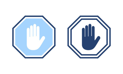 Stop icon vector. stop road sign. hand stop sign and symbol. Do not enter stop red sign with hand