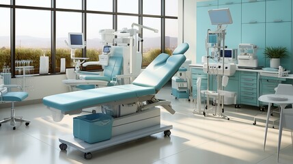 Dental cabinet with various medical equipment