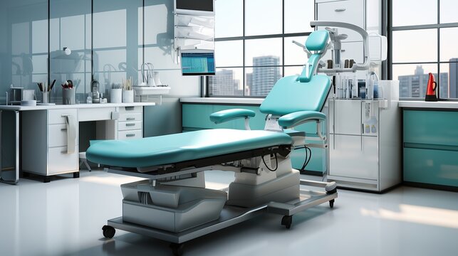 Dental cabinet with various medical equipment