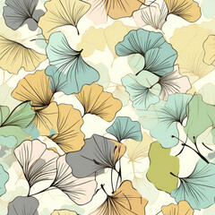 Gingko Leaves Seamless Tiling Wall paper patterns