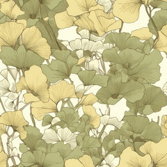 Gingko Leaves Seamless Tiling Wall paper patterns