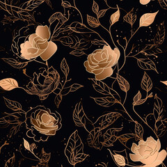 Golden Luxe Gilded Flowers Seamless Tiling Patterns