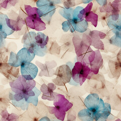 Lavender Pressed Flowers Seamless Tiling Patterns
