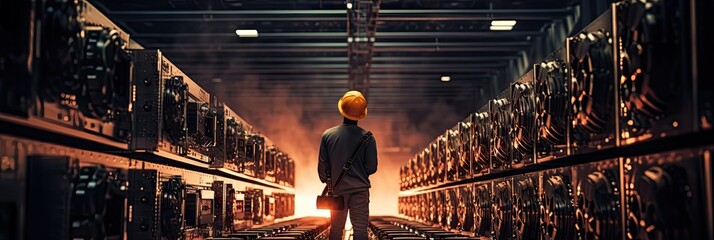 Bitcoin mining concept illustration 