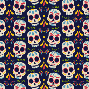 Pattern For Day Of The Dead Decoration. Vector Flat Illustration