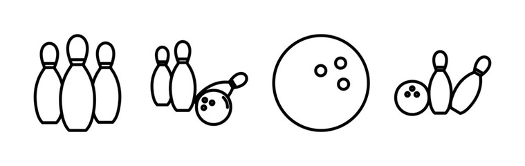 Bowling icon vector. Bowling ball and pin icon. Bowling pins with ball icon.