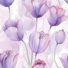 Watercolor Tulip Seamless Tiling Patterns
