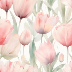 Watercolor Tulip Seamless Tiling Patterns
