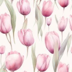 Watercolor Tulip Seamless Tiling Patterns