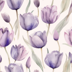 Watercolor Tulip Seamless Tiling Patterns