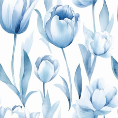 Watercolor Tulip Seamless Tiling Patterns