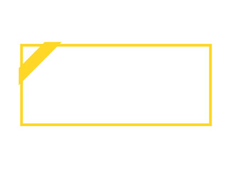 白色のシンプルなクーポン券　黄色のラインと黄色のリボン1本 - obrazy, fototapety, plakaty