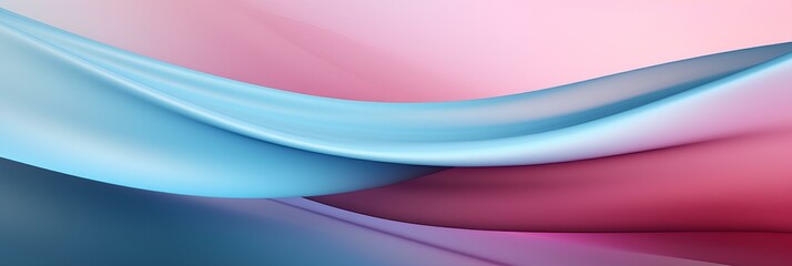 Naklejka premium Minimalistic abstract blurred background of light blue and pink colors in pastel gentle shades. Shining light through a thin weave flying in the wind. generative AI