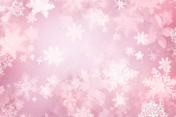 Soft pink snowflakes abstract Christmas background. Generative AI
