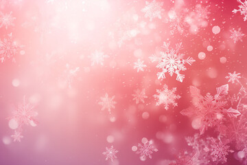 Pink snowflakes abstract Christmas background, gradient. Generative AI