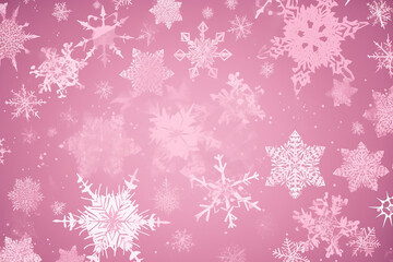 Pink and white snowflakes abstract Christmas background. Generative AI