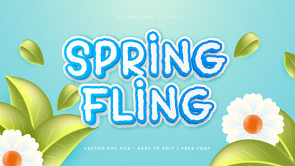 Colorful modern spring fling typography premium editable text effect