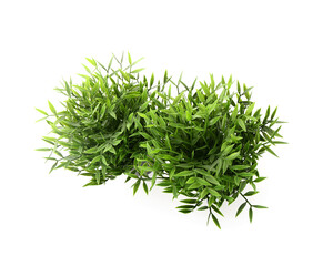 Pots with artificial houseplants isolated on white background