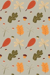 Autumn concept. Leaf fall leaves seamless background. Orange autumn leaves background, fall leaf seamless pattern.