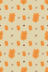 Autumn concept. Leaf fall leaves seamless background. Orange autumn leaves background, fall leaf seamless pattern.