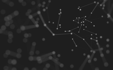 Abstract background. Molecules technology with polygonal shapes, connecting dots and lines. Connection structure. Big data visualization.