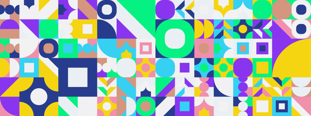 Colorful modern geometric banner with shapes