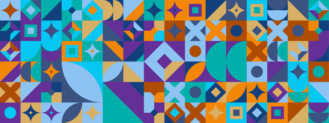 Colorful modern geometric banner with shapes