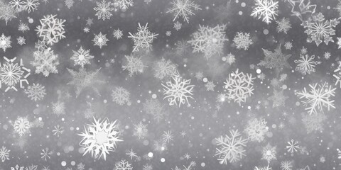 White gray Pattern background with snowy snowflake. Winter background with snowflakes