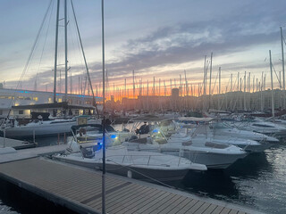 Marseille Marina, boats and sunset